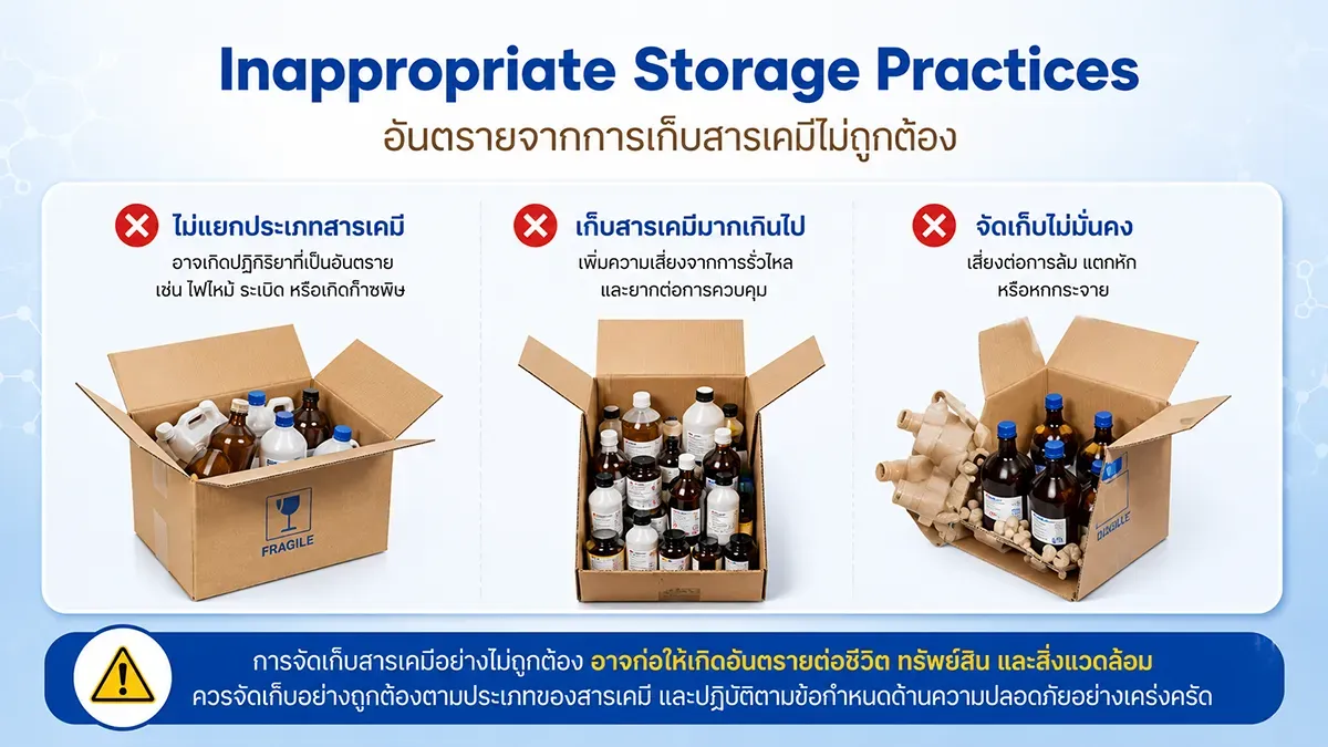 อันตรายจากการจัดเก็บสารเคมีไม่ถูกต้อง (Inappropriate Storage Practices)